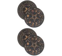 SEWACC 4pcs Wooden Divination Plates for Witchcraft Altar Decor Eco-friendly Carved Boards with Moon and Star Patterns Metaphysical Message Tools for Wiccan Rituals and Spiritual
