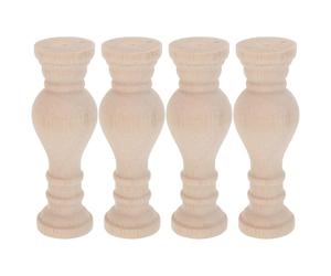SEWACC 4pcs Wooden Roman Column Finials Elegant Architectural Style, Solid Wood Material, Easy Oiling and Coloring, for Staircase and Home Decoration