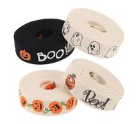SEWACC 4roll Halloween Wired Edge Pumpkin Craft Ribbon for Bow Making and Gift Wrapping, Cloth Material with Classic Pumpkin Print and Matte Finish, for Community Events and Holiday
