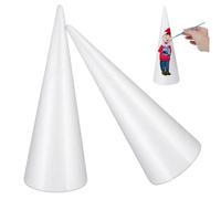 SEWACC 4sets Cone Shape Polystyrene for DIY Crafts White Tree Cones for Home Decor Boys and Girls Parties 2pcs*4