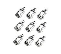 SEWACC 5 Packs Silver DIY Zen Gesture Pendant Charms Creative Pray Pendant Alloy Jewelry Accessories for Bracelet Necklace and Crafts