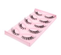 SEWACC 5 Pairs Fox Eye False Eyelash Strips Bulk Lashes with Extended Tail Natural Look for Daily Makeup and Stage Use