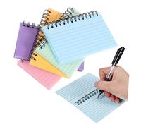 SEWACC 5 Pcs Colored Spiral Bound Index Card Notebooks Small Lined Revision Study Notepads with Transparent Backing for Students Teachers Office Note Taking and Daily Writing