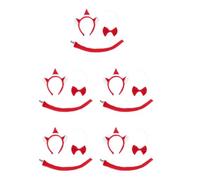 SEWACC 5 Sets Christmas Cat Ears Headband Set with Santa Hat, Bow Tie and Tail, Cute Plush Hair Accessories for Festive Decorations and Cosplay, Lightweight Cloth and Plastic Material,