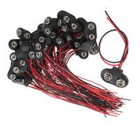 SEWACC 50Pcs 9V Battery Connector Clips with 6Cm Wire, T Type 9 Volt Battery Buckle Connectors for LED Projects and Electronic Devices, Suitable for Dc9.00 Voltage Applications