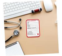SEWACC 50pcs Medicine Tags Identification Id Sticker Emergency Medical Information Id Card Medical Equipment Luggage Tags Emergency Alert Sticker Warning Red