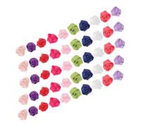 SEWACC 50pcs Multi Color Satin Ribbon Roses Miniature Decorative Fake Flowers for DIY Crafts Sewing Hair Accessories Bridal Embellishments Cloth Material Mixed Pink Purple Red White Green