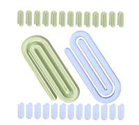 SEWACC 50Pcs Small Plastic Paper Clips Flexible Multi-Function Binder Clips for Office Document Organizing Cute Transparent Green Blue Mini Clamps for Photos Notes and Reports