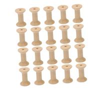 SEWACC 50pcs Wooden Empty Thread Spools Smooth Polished Weaving Bobbins Retro Natural Color DIY Craft Supplies for Sewing Embroidery and Clothing Making