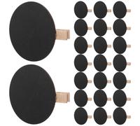 SEWACC 50pcs Wooden Mini Chalkboard Clips with Reusable Writable Surface and Memo Holder Clip, Round Shape Black Wood Note Card Clipboard for Kitchen and Workspace Use