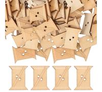 SEWACC 50Pcs Wooden Yarn Bobbin Thread Winders Lightweight Craft Tool for Sewing Knitting Embroidery DIY Projects Safe for Beginners and Kids