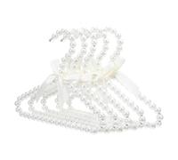 SEWACC 5pcs 20cm White Pearl ’s Hangers with Bowknot, Decorative Plastic Closet Hangers for ’ Coats and Small Garments, Nursery Clothing Organizer