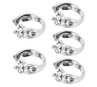 SEWACC 5pcs Cat Shaped Open Crochet Rings Adjustable Knitting Loop Accessories DIY Sewing Tool for Yarn Guide and Finger Protection