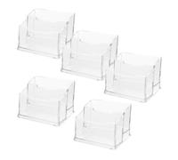 SEWACC 5pcs Clear Plastic Business Card Holder Organizer with Antislip Base Stable Desktop Display Stand for Office Trade Shows Reception Centers Professional Label and Card Storage