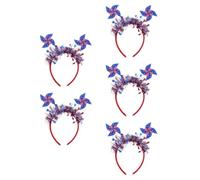 SEWACC 5pcs Lightweight Reusable American Flag Headband for Women with Plastic and Cloth Material, Stylish Fourth of July Hair Accessories for Themed Events and Independence Day
