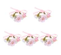 SEWACC 5pcs Pet Flower Collar Headband Dual-use Soft Simulation Floral Pet Garland Decorative Lightweight Ribbon Accessories for Cats and Dogs Tender Pink Flowers S