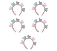 SEWACC 5pcs Pink Heart Headbands for Valentine S Day Party Decorative Hair Accessories Soft Love-themed Headband for Festival Celebration