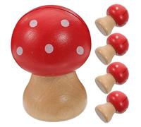 SEWACC 5PCS Red Wooden Mushroom Memo Clip Holders for Desk Photo and Note Card Display, Tabletop Paper Stand Clips for Office, Wedding, and Christmas Decoration