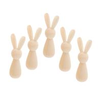 SEWACC 5Pcs Unfinished Wooden Rabbit Ornaments DIY Craft Table Decorations Durable Sturdy Wood for Festival Party Centerpiece Home Desk Decor
