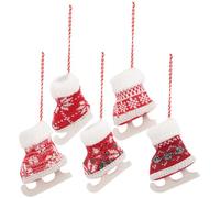 SEWACC 5Pcs Xmas Skating Boots Pendants Christmas Tree Hanging Ornaments Nordic Style Xmas Cartoon Decorations for Holiday Party and Seasonal Home Decor Random Style