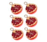 SEWACC 6 Pcs Pomegranate Resin Earring Pendants DIY Jewelry Charms Accessories Creative Fruit Design for Crafting Handmade Earrings