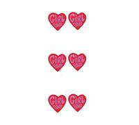 SEWACC 6 Pcs Red Heart-Shaped Embroidered Appliqué Patch for Garments and Hats, Iron-on with Easy Application, Elegant Embroidery Design for Party Outfits and DIY Decoration