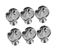 SEWACC 6 Sets Transparent Glass Skull Drawer Handles with Screws Skeleton Cabinet Knobs for Wardrobe Dresser Cupboard Furniture Artistic and Secure Pulls
