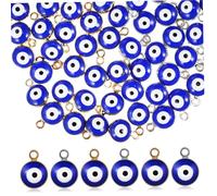 SEWACC 60Pcs Evil Eye Beads Jewelry Making Kit for DIY Bracelets Necklaces Earrings Bright Eye Charms with Convenient Design for Craft Accessories