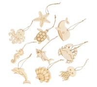 SEWACC 60pcs Ocean Animal Wooden Cutouts DIY Wood for Painting Turtle Octopus Crab Shapes Unfinished Wooden Ornaments for Crafts Party Home Decoration