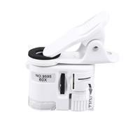 SEWACC 60x Portable Mobile Phone Microscope Clip, LED Light White Purple, Mini High Magnification Magnifying Glass for Photography and Inspection