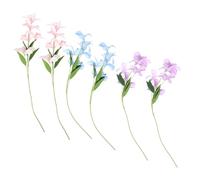 SEWACC 6pcs Artificial Flowers Flame Stems Decorative Orchid Silk Flower Bouquets Realistic Fake Floral Bundles Sticks For Wedding Photoshoot Home Decoration