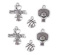 SEWACC 6pcs Basketball Pendant Necklace Alloy Sports Charms with I Love Basketball for Men Women Boys Durable Fashion Accessories Gift