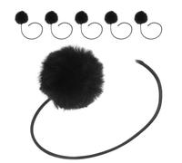 SEWACC 6pcs Black Hanging Cat with Bells Plush Replacement Balls for Cat Scratching Posts and Trees Multifunctional Interactive Safe and Tested