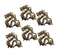 SEWACC 6pcs Brass Dragon Keychain Pendant Retro Animal Charm Chinese Feng Shui Ornament DIY Keyring Accessories for Crafting and Decoration