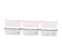 SEWACC 6pcs Fruit Pattern Pencil Case Cute Stationery Bag for Students Portable Storage Organizer for Pens and Pencils Peach Avocado Light Grey