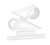 SEWACC 6pcs Geometry Ruler Set with Protractor Triangle and Straight Plastic Rulers for School Office High Precision Measuring Tools for Students and Professionals Compact and Clear