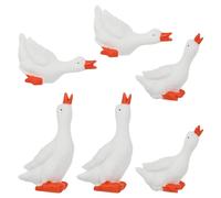 SEWACC 6pcs Miniature Goose Figurines, Cute Mini Swans Resin Animal Sculptures Micro Landscape Decoration Fairy Garden Accessories for Dolls House Plant House