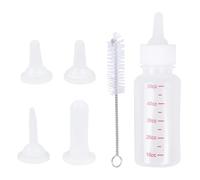 SEWACC 6Pcs Pet Nursing Bottle Set for Puppies and Kittens 50Ml White with 4 Replacement Nipples and 1 Cleaning Brush, Puppy and Cat Feeding Bottles for Newborn Pets