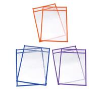SEWACC 6Pcs Rubbable Stationery Bags Write and PVC Reusable Dry Erase Pockets for Classroom Supplies 14X10 Inches