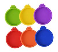 SEWACC 6pcs Silicone Jar Lids Multi-Color Reusable Can Covers for Cat Food Cans Yogurt Pots and Small Pet Bowls for Freshness and Leak Protection
