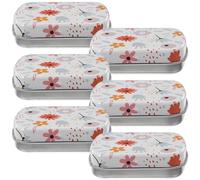 SEWACC 6pcs Small Tinplate Storage Boxes with Hinged Lids, Mini Candy and Trinket Tin Containers for Desktop Organization and Jewelry Storage in Fresh Floral Design