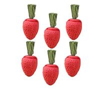 SEWACC 6pcs Strawberry-shaped Chew for Small Animals Natural Bunny for Hamster Guinea Pig Rabbit Teeth Grinding Interactive Foraging Gnawing for Stress Relief and Dental Health