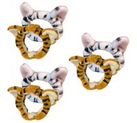 SEWACC 6pcs Tiger Plush Wide Hairband for Women White Yellow Elastic Stretch Head Wrap for Makeup Face Wash and Mask Application Soft Fuzzy Hairband for Comfortable Hold