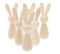 SEWACC 6pcs Unfinished Wooden Peg Bunny Dolls DIY Wooden Craft Kit for Easter Decor and Painting