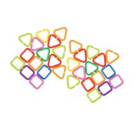 SEWACC 70pcs Multicolor Geometric Linking Rings Set with Assorted Shapes for Sensory Play Fine Motor Skill Development and Stroller Attachment Clips for Boy Girl