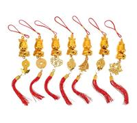 SEWACC 7PCS Chinese New Year Hanging Decorations Set - Lunar Bonsai Ornaments with Copper Coin Feng Shui Charms, Lucky Horse Year Pendants, Traditional Spring Festival Home Decor