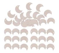 SEWACC 80pcs Crescent Shape Wood Chips Unfinished Craft Cutouts Blank Wooden Shapes for DIY Calendar Projects and Party Decorations Craft Wood Slices Metal Rings