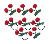 SEWACC 8pcs Cherry Hair Ties and Barrettes Cute Cartoon Elastic Ponytail Holders for Girls Cherry-shaped Mini Hair Clips Boy Girl Ties for Little Styling