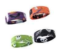 SEWACC 8pcs Halloween Skull Ghost Printed Headwrap Sweat-absorbent Elastic Headbands for Includes Black Skull Purple Pumpkin Orange Castle Comfortable Halloween Hair Accessories