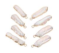 SEWACC 8pcs Irregular Baroque Freshwater Pearl Charms with Gold Edge DIY Jewelry Pendants for Necklace Making Natural Pearl Findings for Accessories